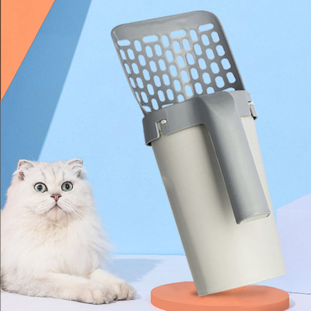 Integrated Cat Litter Scoop – Waste Bin & Bag Storage Set – side view
