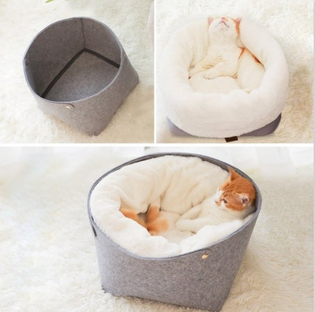 Ultra-Plush Orthopedic Cat Bed – Self-Warming Memory Foam Nest – side view