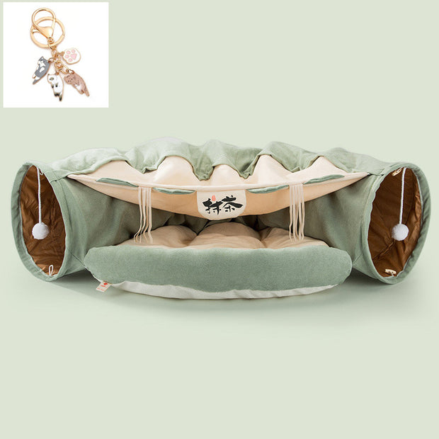 Collapsible Cat Tunnel Toy - Durable Play Tube for Indoor Fun – in use