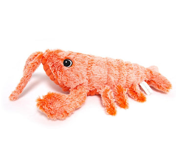 Electric Jumping Shrimp Cat Toy – USB Plush Lobster – lifestyle photo