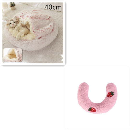 cavalier king charles spaniel in round plush pet bed