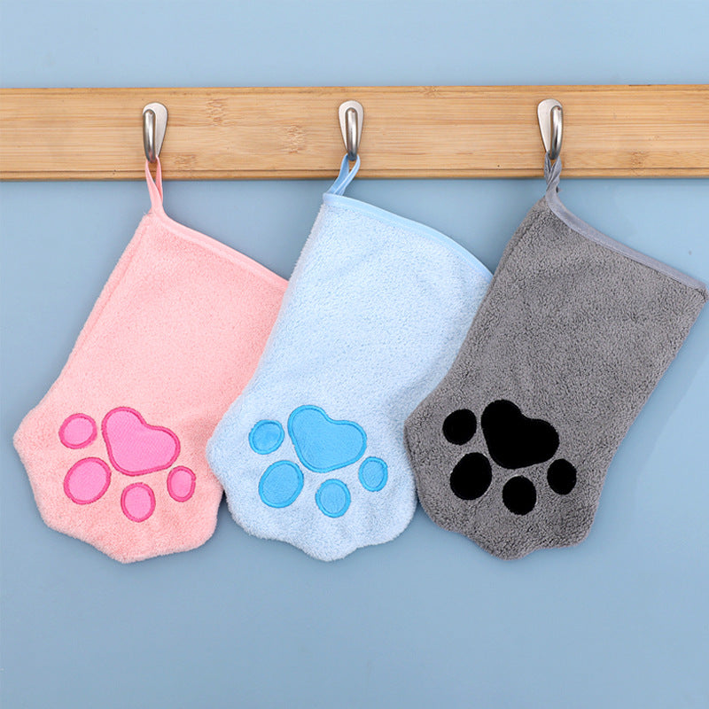 Coral Fleece Glove-Style Quick-Dry Towel, for dogs.