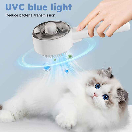 4-in-1 Electric Steam Pet Brush – Grooming, Spray & Massage Comb – side view