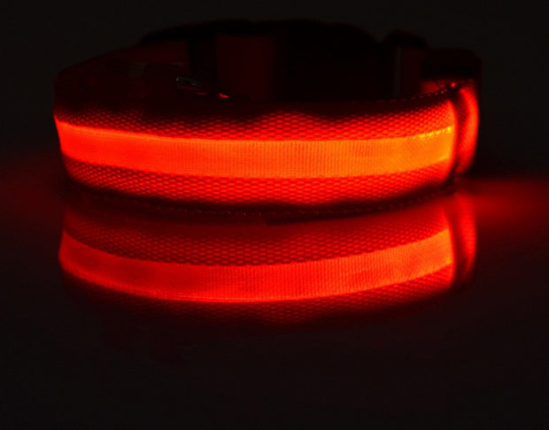 LED Dog Safety Collar – Nylon Glow-in-the-Dark Night Light – packaging