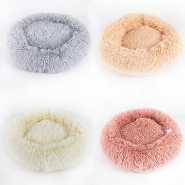 Round Plush Pet Nest Bed - Cozy Kennel for Small Dogs & Cats – side view