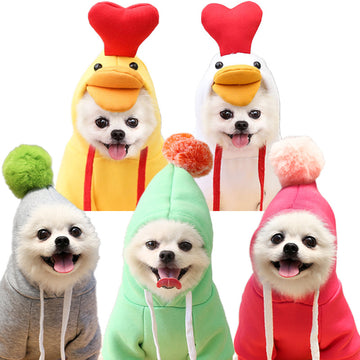 Fruit Pattern Dog Hoodie - Fleece Winter Coat for Small Breeds – size reference