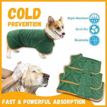 Absorbent Dog Bathrobe – Quick-Dry Microfiber Towel Coat with Belt – close-up