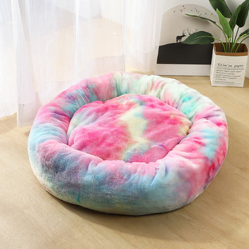 Round Plush Pet Nest Bed - Cozy Kennel for Small Dogs & Cats – features