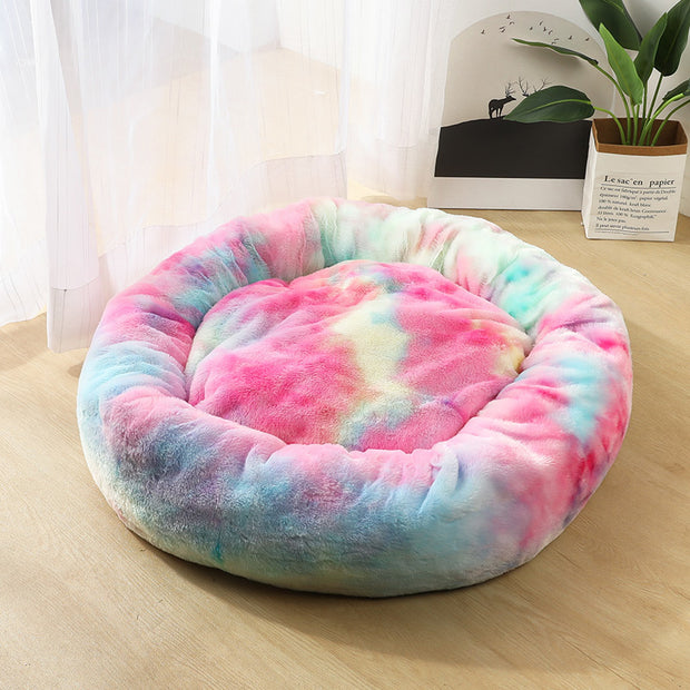 Round Plush Pet Nest Bed - Cozy Kennel for Small Dogs & Cats – features