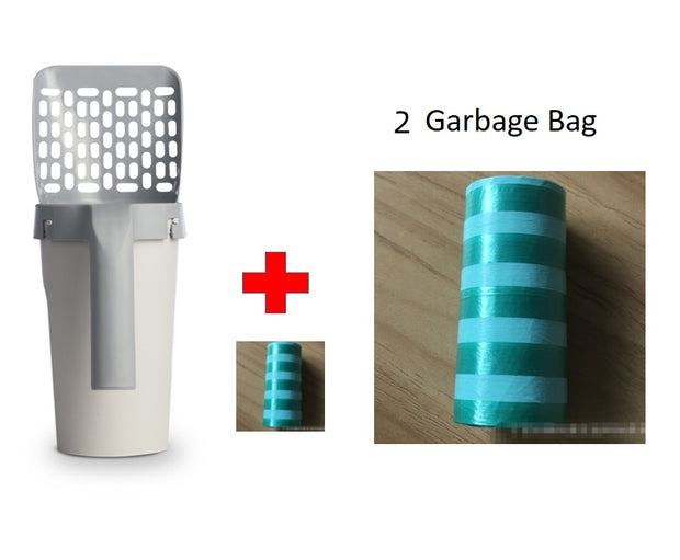 Integrated Cat Litter Scoop – Waste Bin & Bag Storage Set – close-up