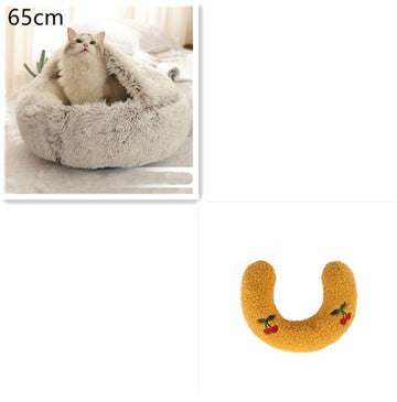 Round Winter Pet Bed – Plush Warm House for Dogs & Cats – features