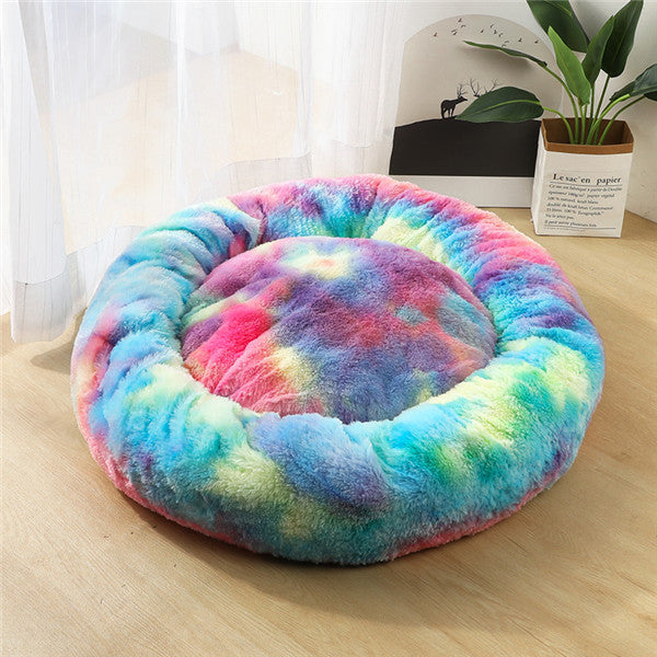 Round Plush Pet Nest Bed - Cozy Kennel for Small Dogs & Cats – detail view