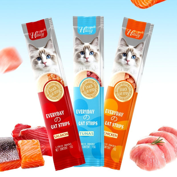 Cat Treat Puree – Chicken, Salmon & Tuna Wet Snack Sticks – side view