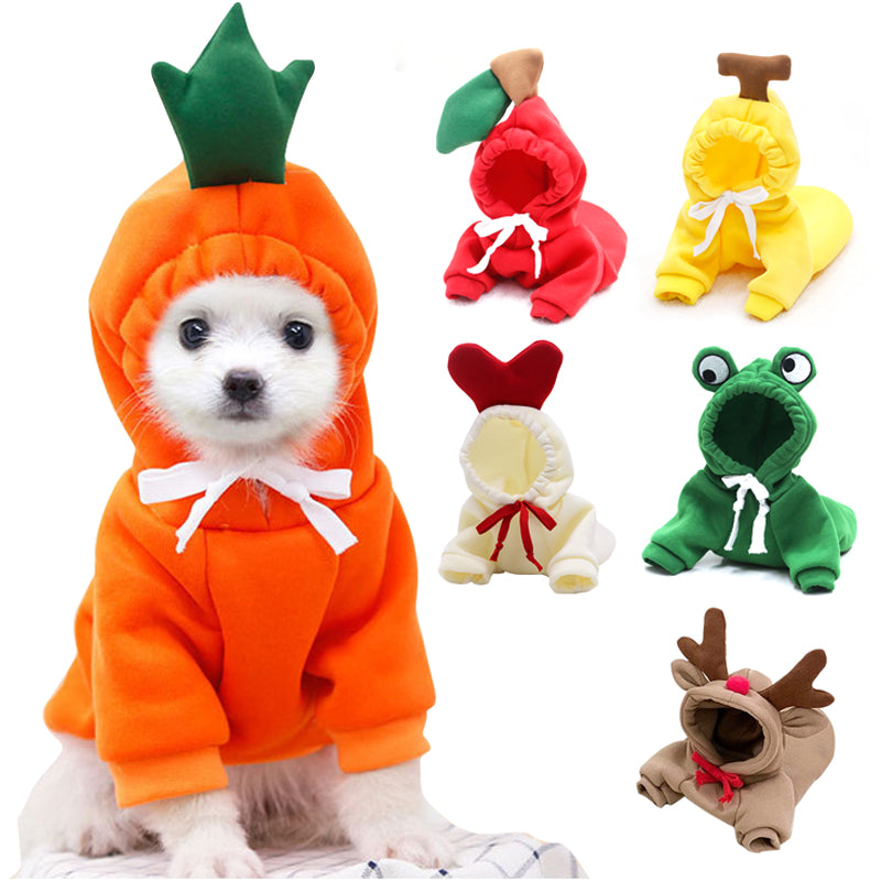 Cute Fruit Dog Clothes For Small Dogs Hoodies Winter Warm Fleece Pet Clothing Puppy Cat Costume Coat For French Chihuahua Outfit - kindoPet