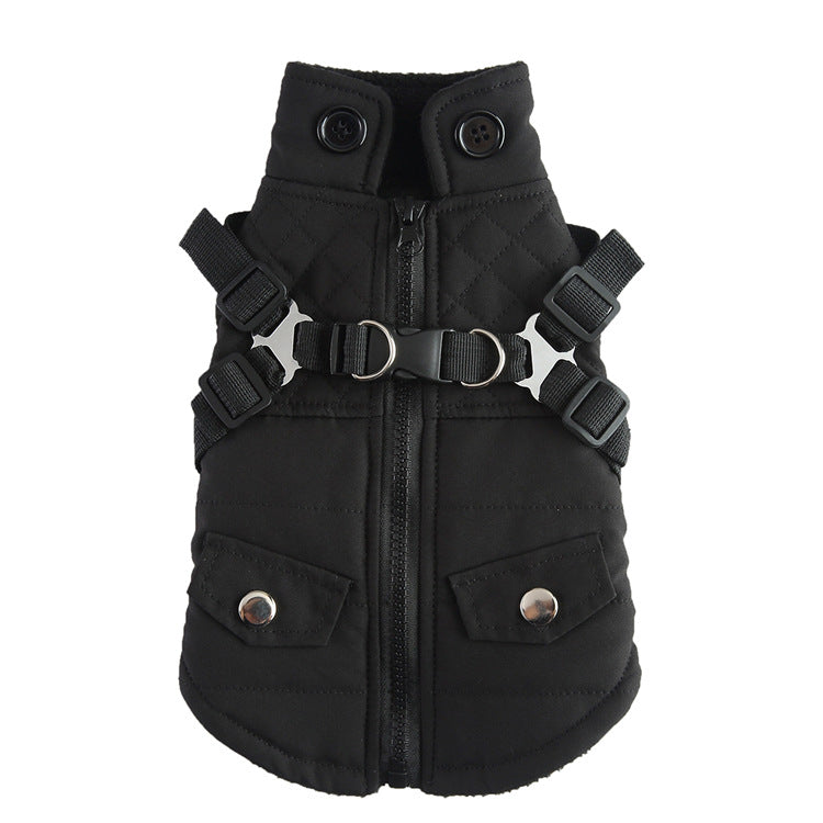 Zip-Front Polyester Dog Coat Jacket in Five Sizes, for dogs.