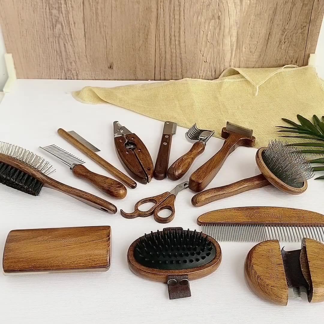 Solid Wood Antique-Style Grooming Comb, for dogs and cats.