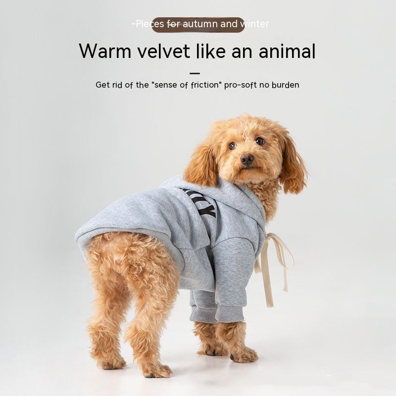 Fleece-Lined Hooded Onesie with Foot Covers, for dogs.