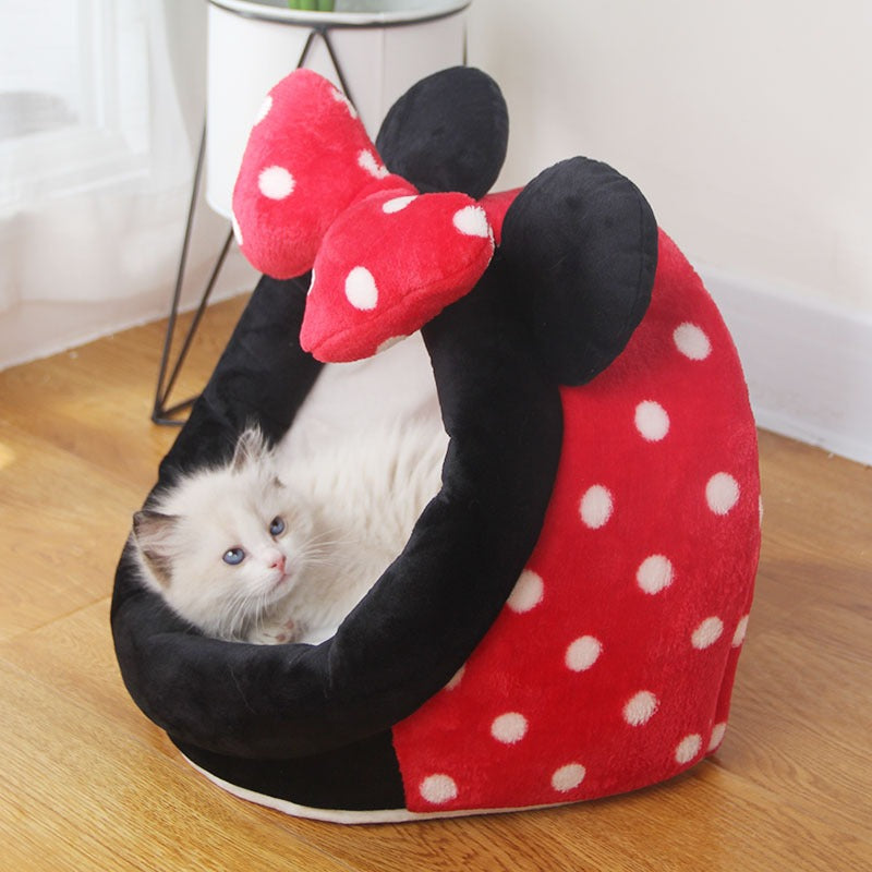 Semi-Enclosed Removable-Cover Print Cat House, for cats.