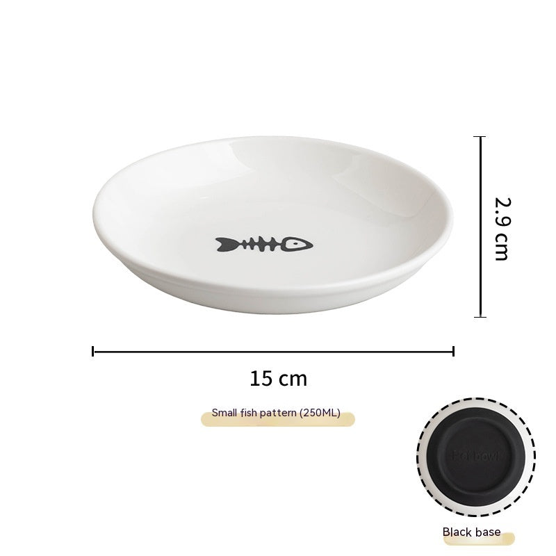 Ceramic Cat Feeding Plate with Non-Slip Silicone Base, for cats.