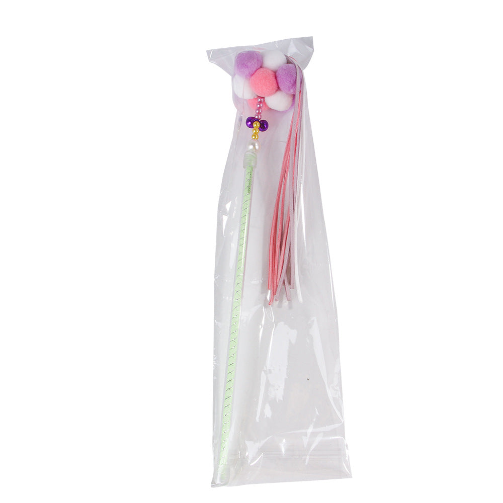 Interactive Fur Ball Cat Teaser Wand in Candy Colors, for cats.