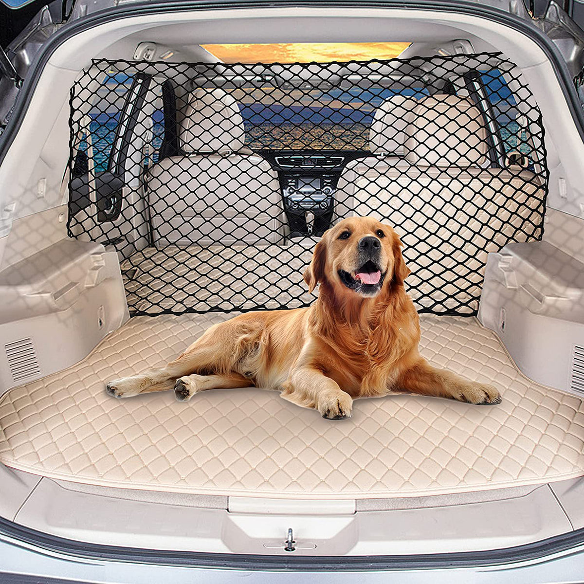 Mesh Trunk Cargo Area Isolation Net Barrier for Dogs