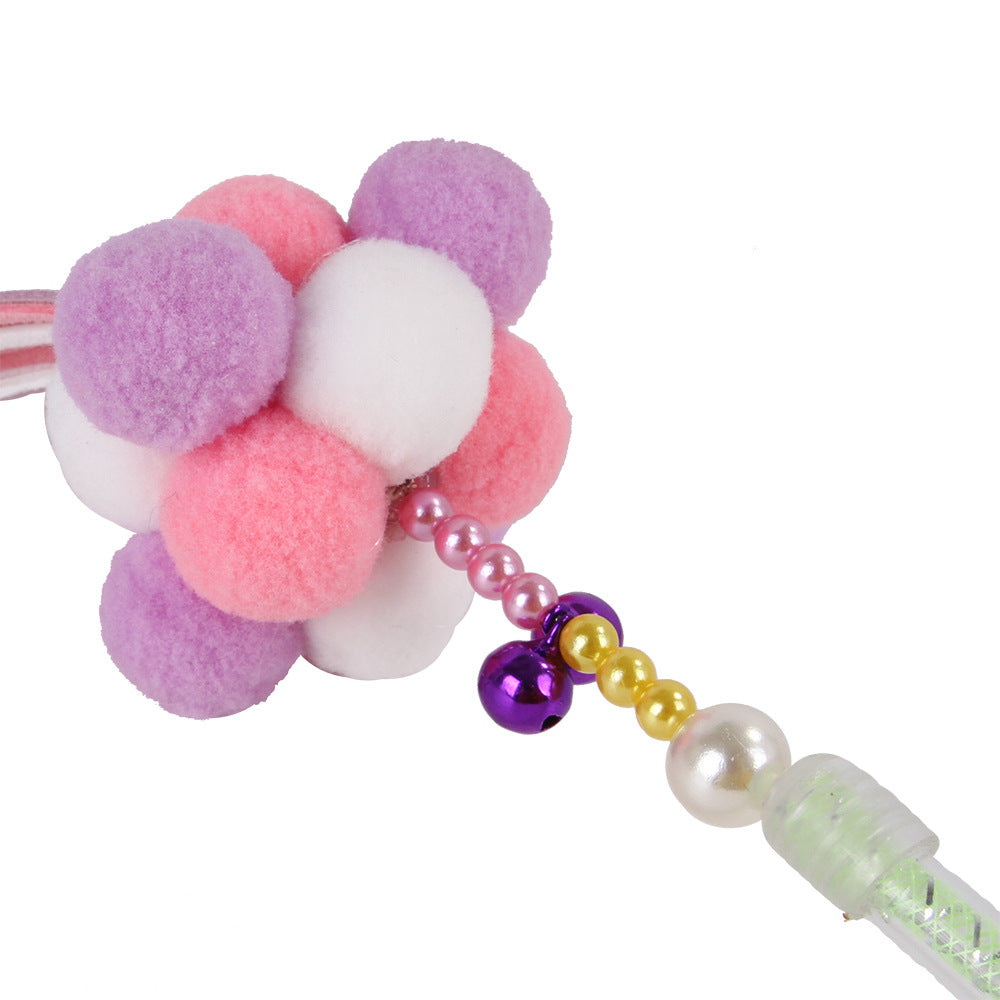 Interactive Fur Ball Cat Teaser Wand in Candy Colors, for cats.