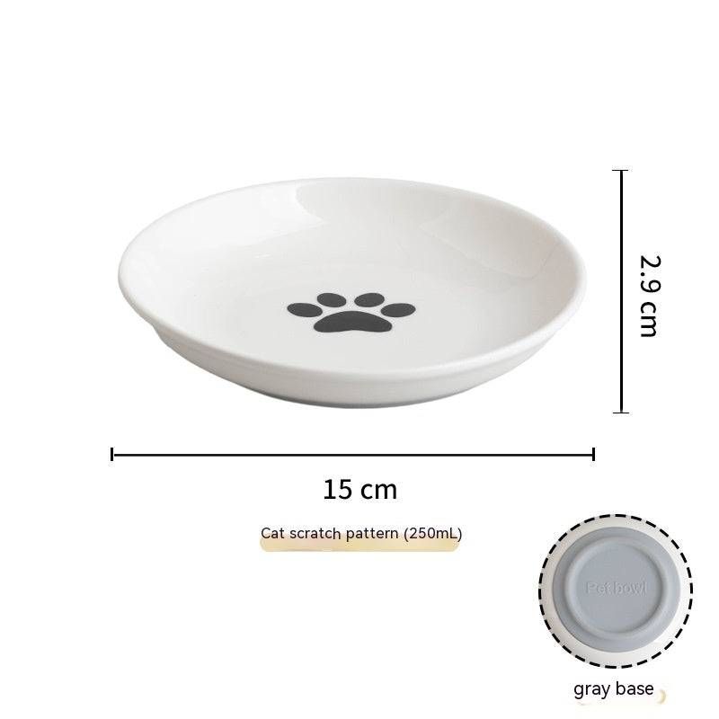 Ceramic Cat Feeding Plate with Non-Slip Silicone Base, for cats.