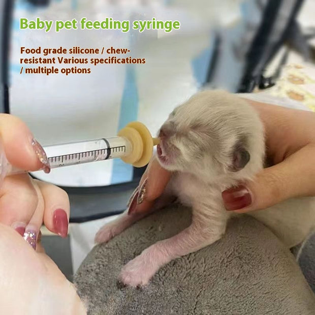Kitten & Puppy Nursing Bottle Set – Silicone Feeding Syringe – lifestyle photo