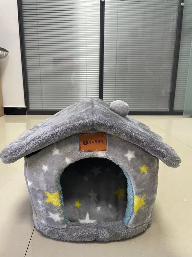 Foldable Enclosed Dog House – Warm Winter Cave Kennel for Cats & Dogs – close-up