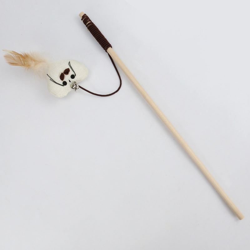 Feather and Bell Teaser Wand Toy, for cats.