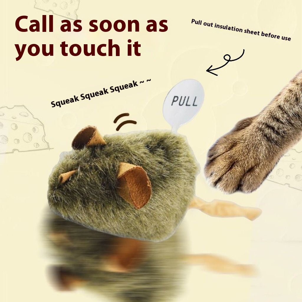 Plush Mouse Toy with Simulated Sound, for cats.