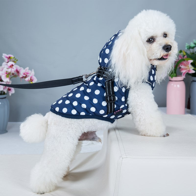Polka-Dot Padded Winter Vest, for dogs.