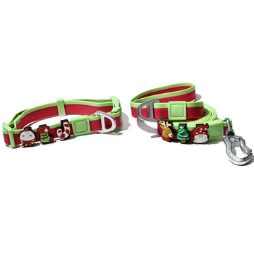 Dual-Color Embossed Dog Leash & Collar Set – Fashion Walking Set – side view