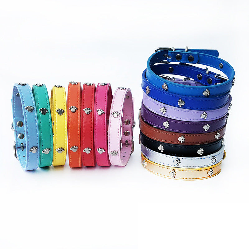 Pack of 10 Adjustable PU Leather Dog Collars, Pick a Color, for dogs.