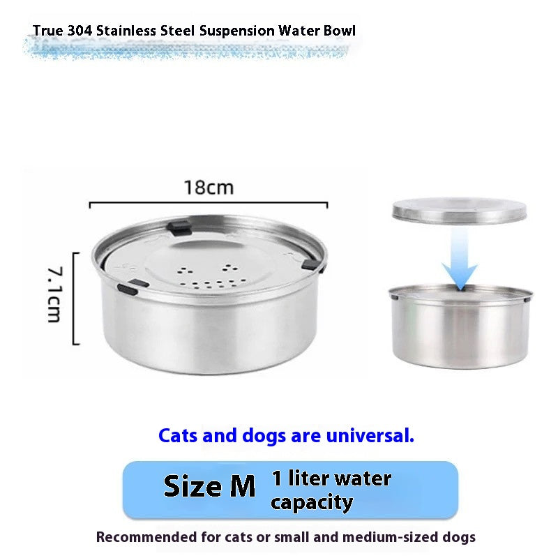 Large-Capacity Stainless Steel Water Bowl, for dogs and cats.