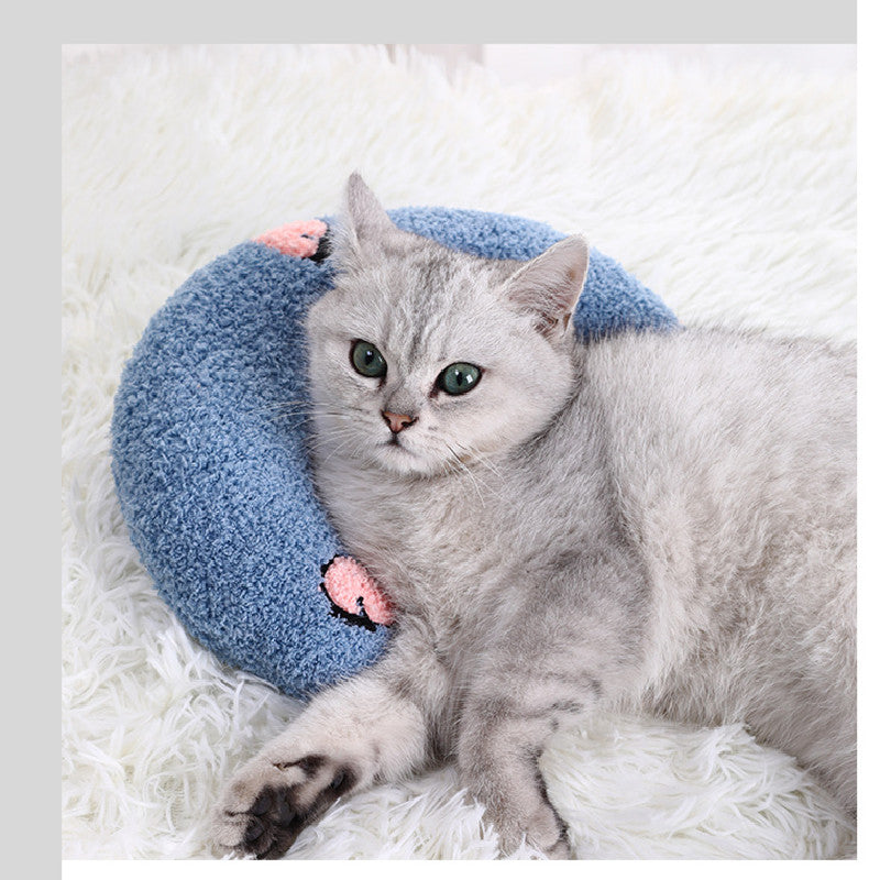 Soft U-Shaped Plush Pillow for Cats to Curl Up In