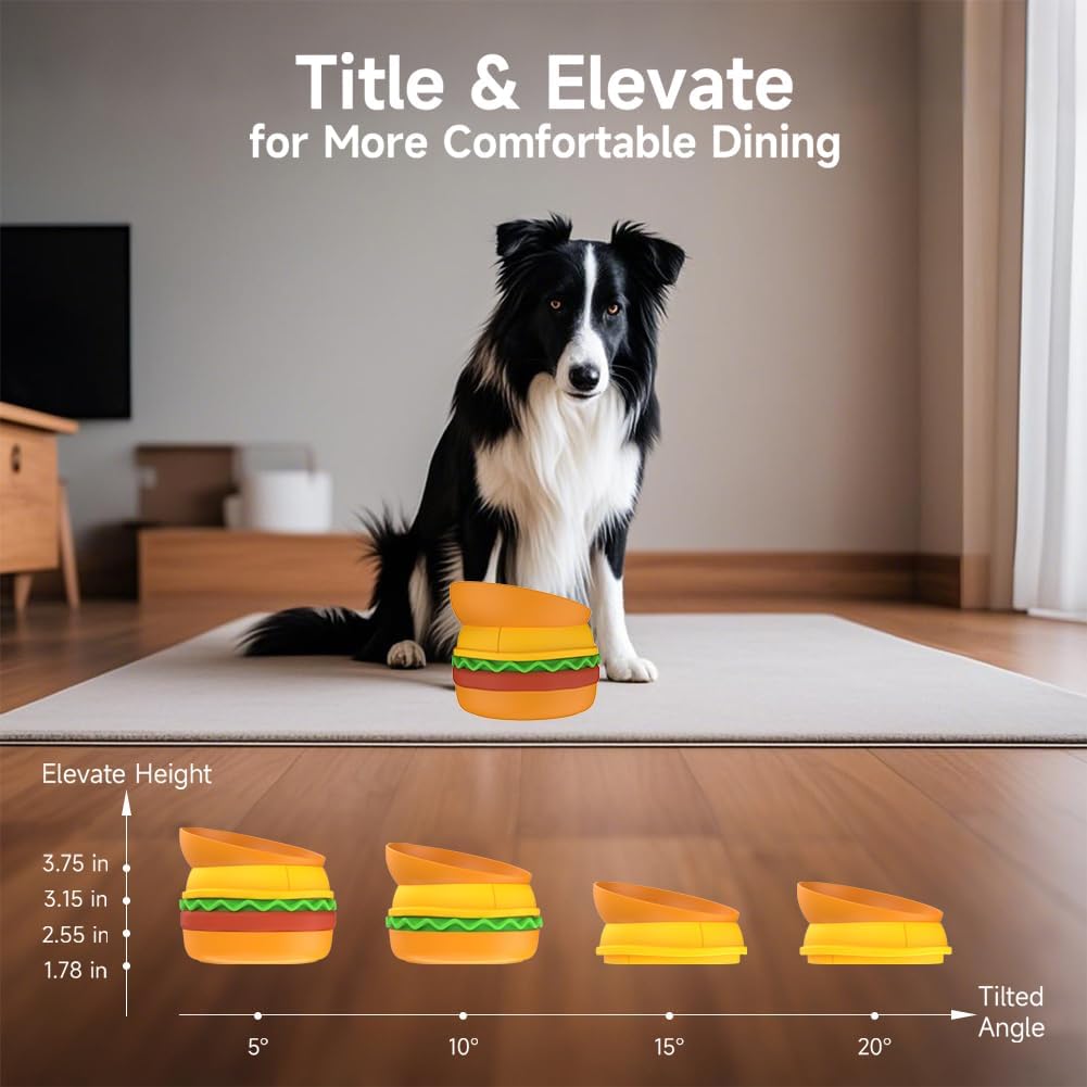 Hamburger-Shaped 5-in-1 Feeding Bowl for Pets