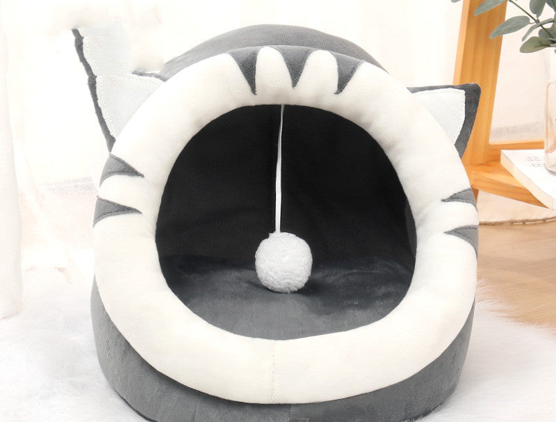 Closed Cave Bed Keeps Small Dogs Warm in Winter, for dogs.