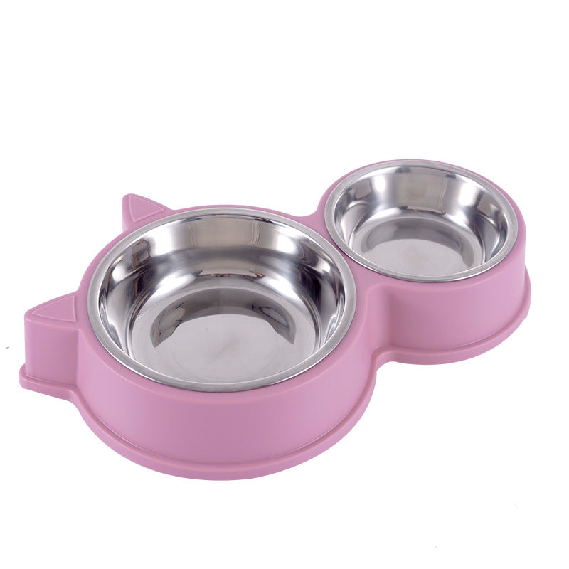 Cat-Ear Shaped Double Feeding Bowl, for dogs and cats.
