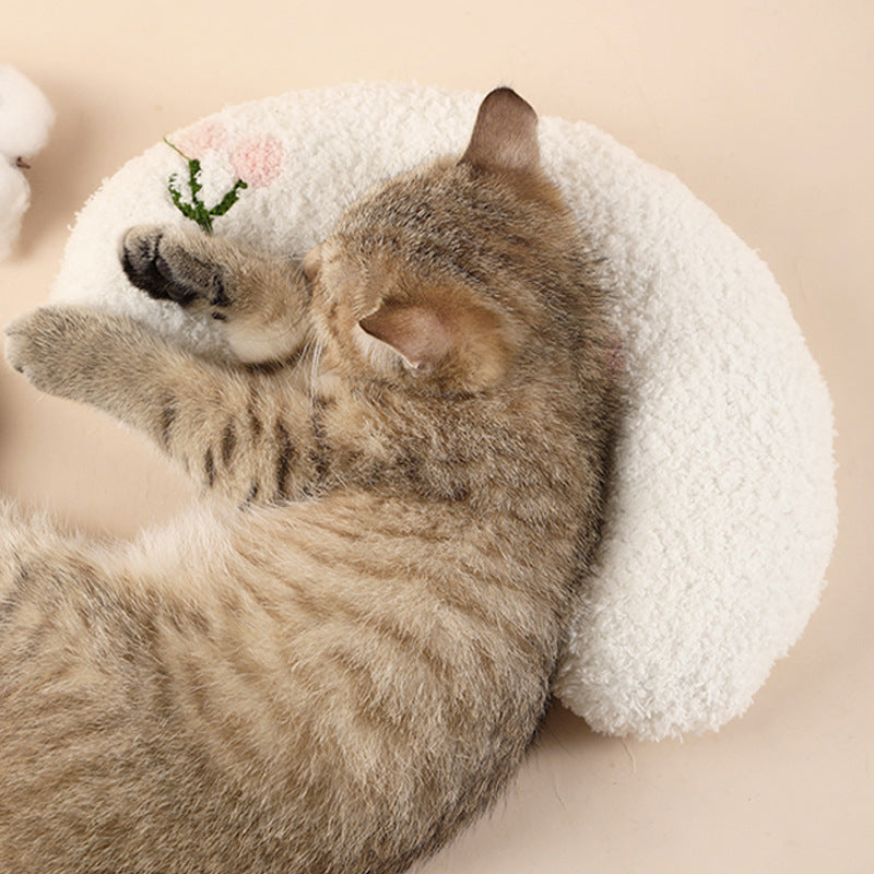 Soft Cotton Moon-Shaped Pillow for Small Dogs and Cats