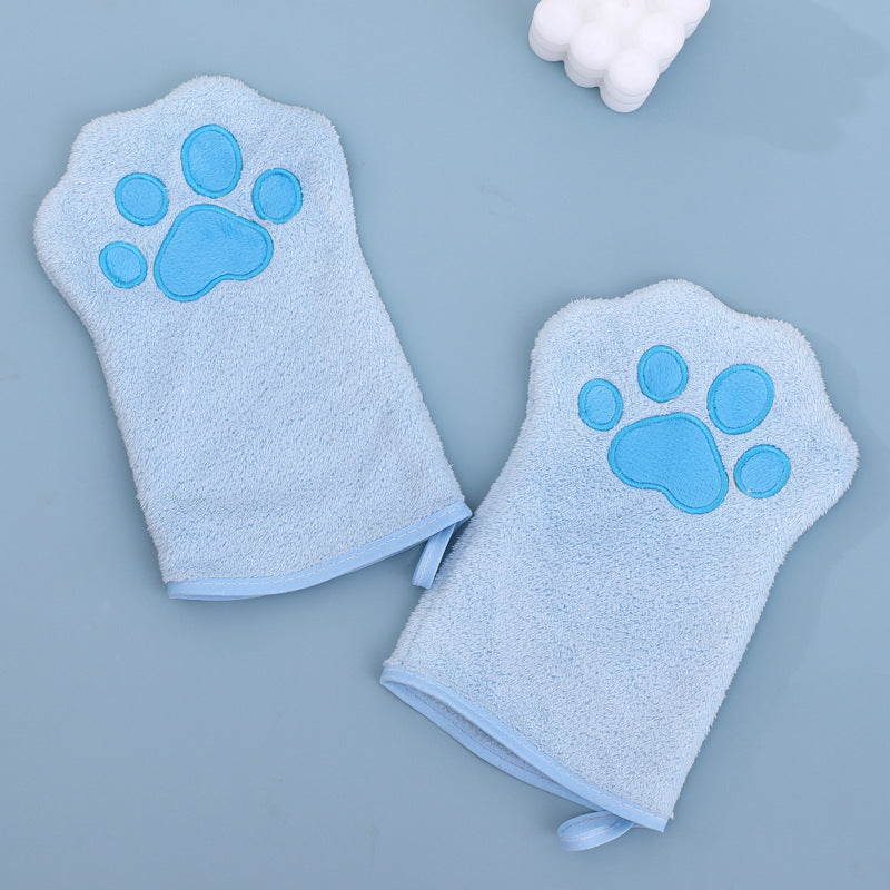 Coral Fleece Glove-Style Quick-Dry Towel, for dogs.