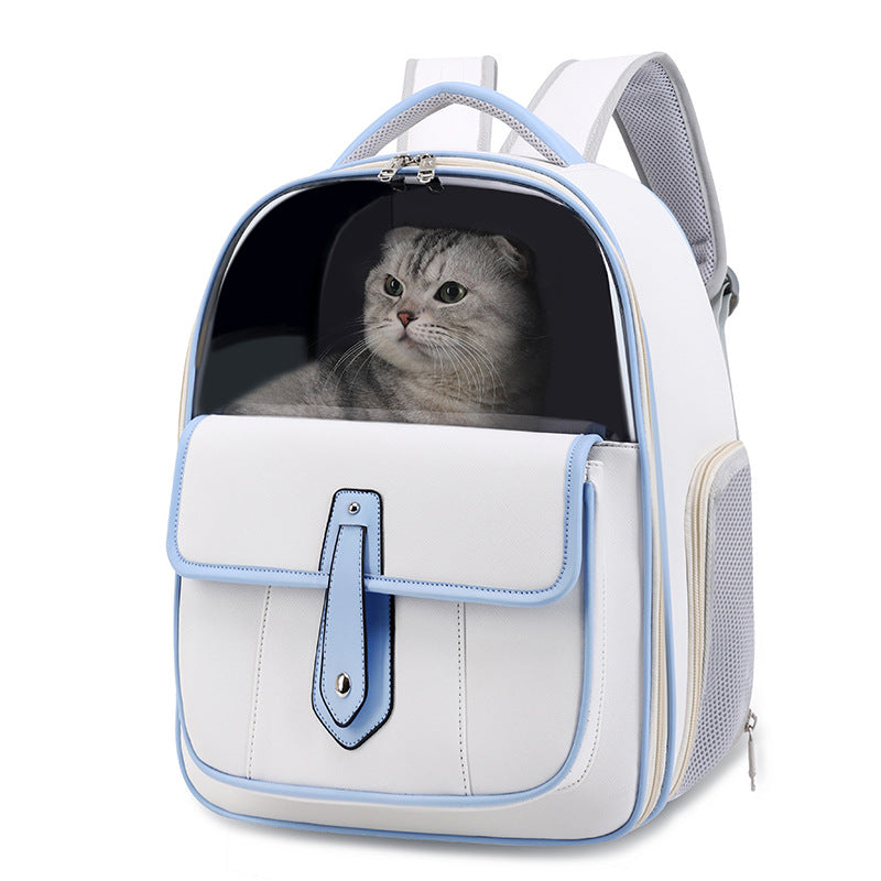 PU Leather Backpack Style Carrier Bag, for cats.