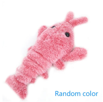 Electric Jumping Shrimp Cat Toy – USB Plush Lobster – color options