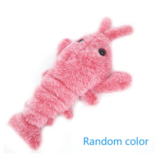Electric Jumping Shrimp Cat Toy – USB Plush Lobster – color options