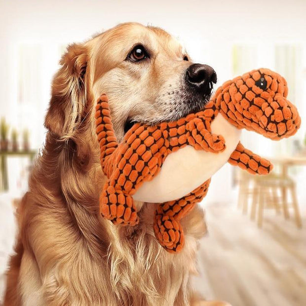 Dinosaur Dog Toy – Plush Squeaky Chew for Medium & Large Dogs
