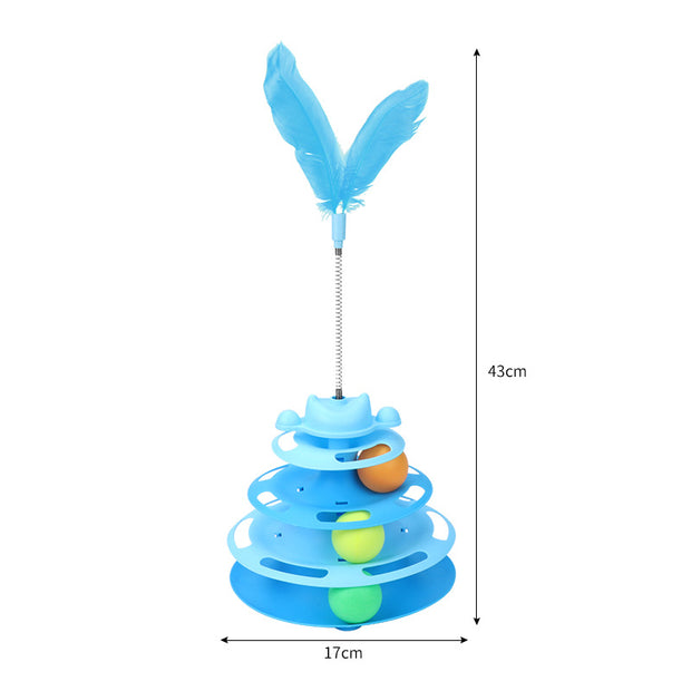Interactive Cat Turntable – Self-Play Ball Tower Toy for Cats – in use