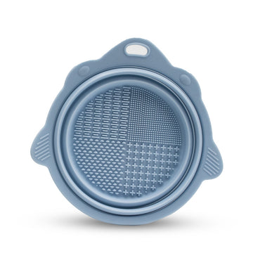 Collapsible Silicone Pet Bowl – Portable for Dogs & Cats – in use