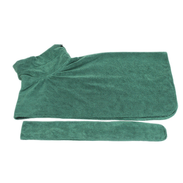 Absorbent Dog Bathrobe – Quick-Dry Microfiber Towel Coat with Belt – features