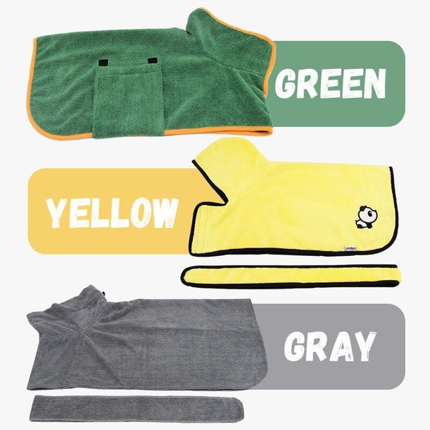 Absorbent Dog Bathrobe – Quick-Dry Microfiber Towel Coat with Belt – pet wearing