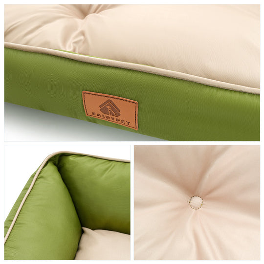Waterproof Oxford Square Dog Bed – Color Block All-Season Mat – side view